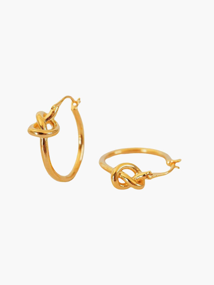 Small Knot Hoop Gold Earrings