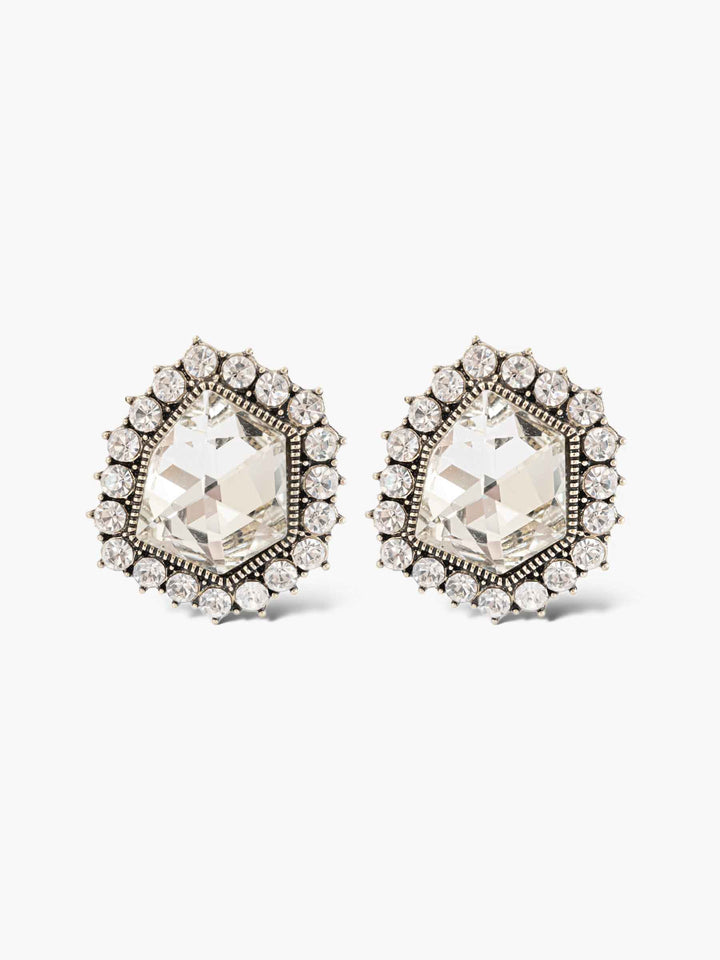 Aurora Hexagon Crystal Stud Earrings