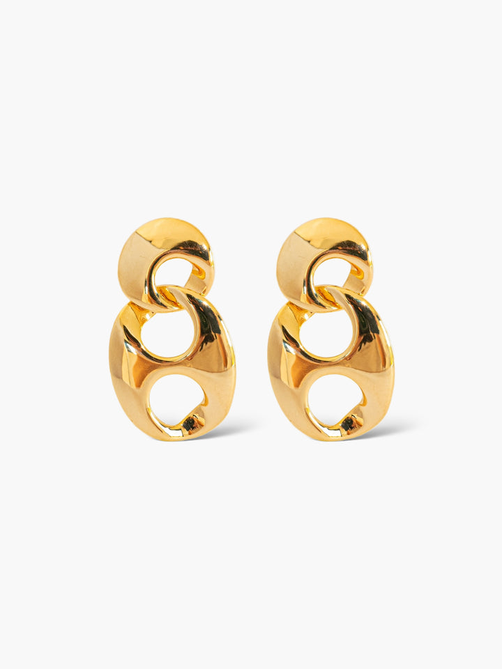 Double Layer Oval Gold Hoop Earrings