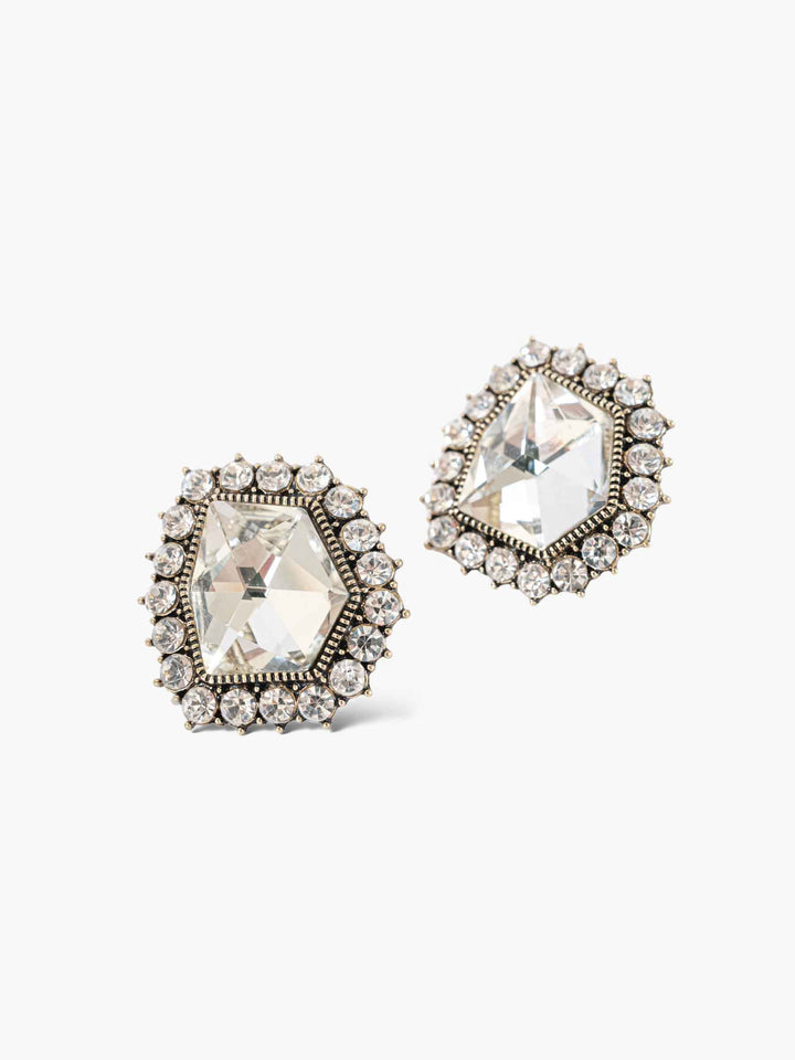 Aurora Hexagon Crystal Stud Earrings