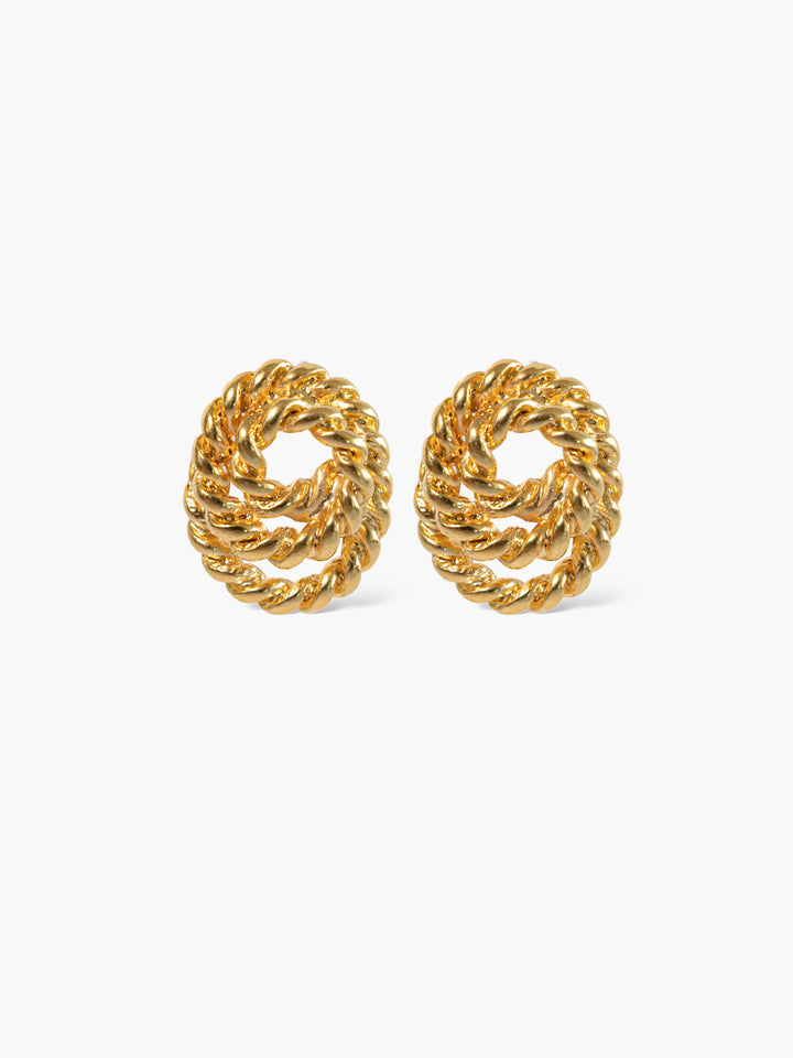 Pendientes Forma ovalada triple vuelta baño de oro 18k