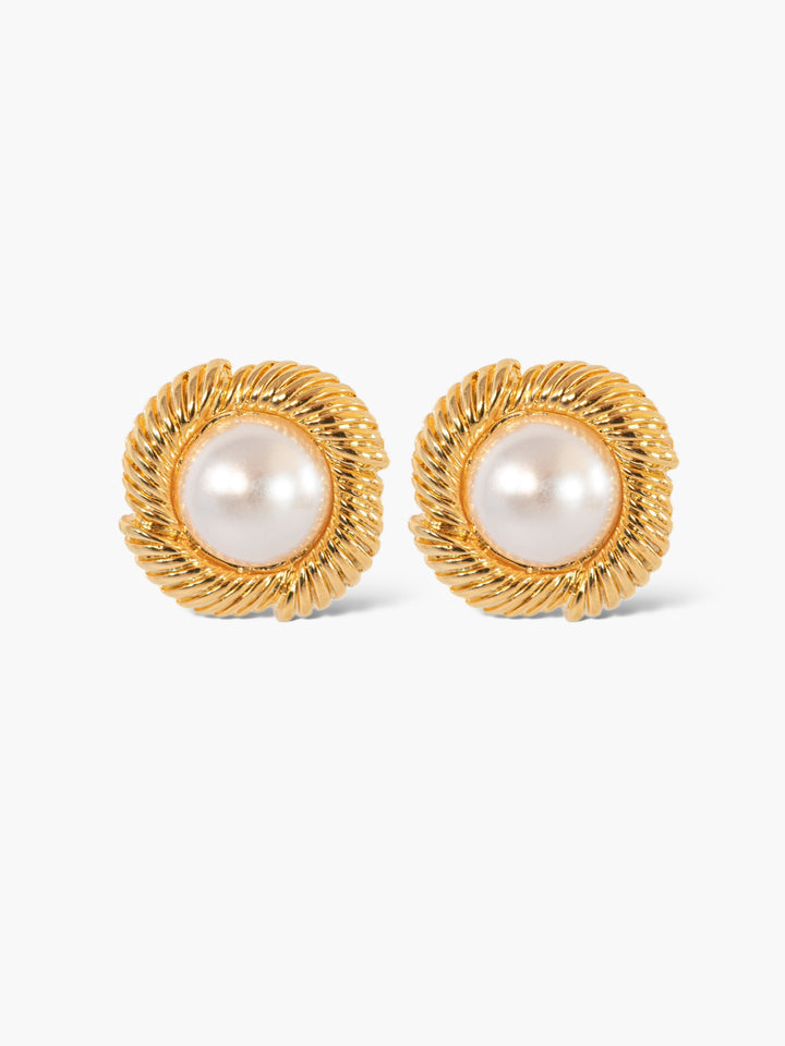 Illusion Pearl Round Earrings