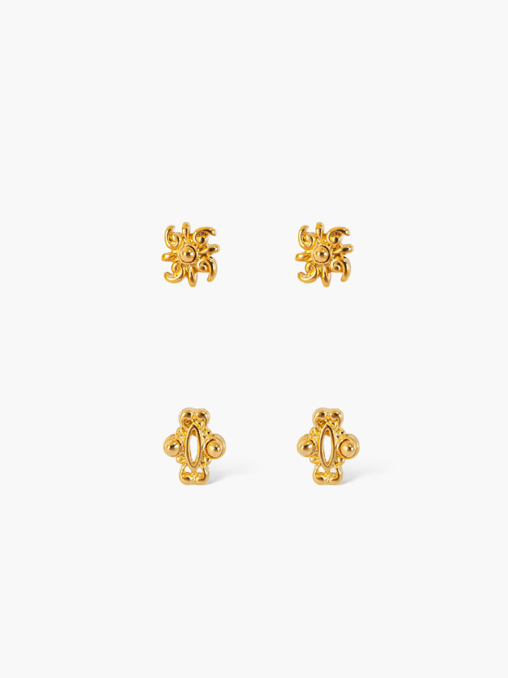 Iris Helix Piercing Gold Earring Set