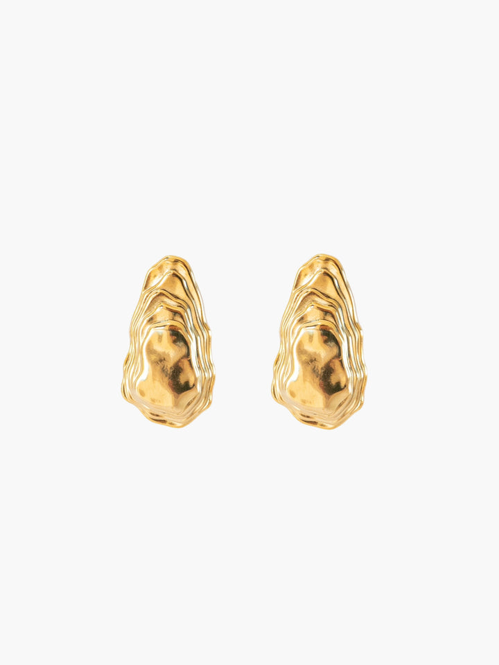 Stone Shape Gold Earrings