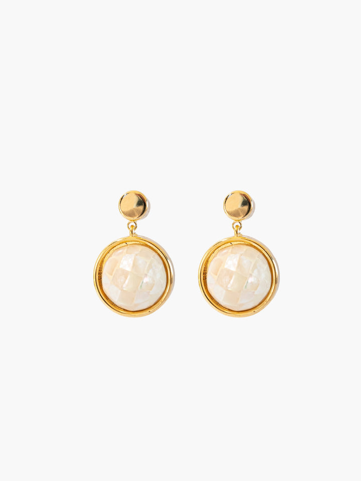 White Abalone Shell Gold Earrings