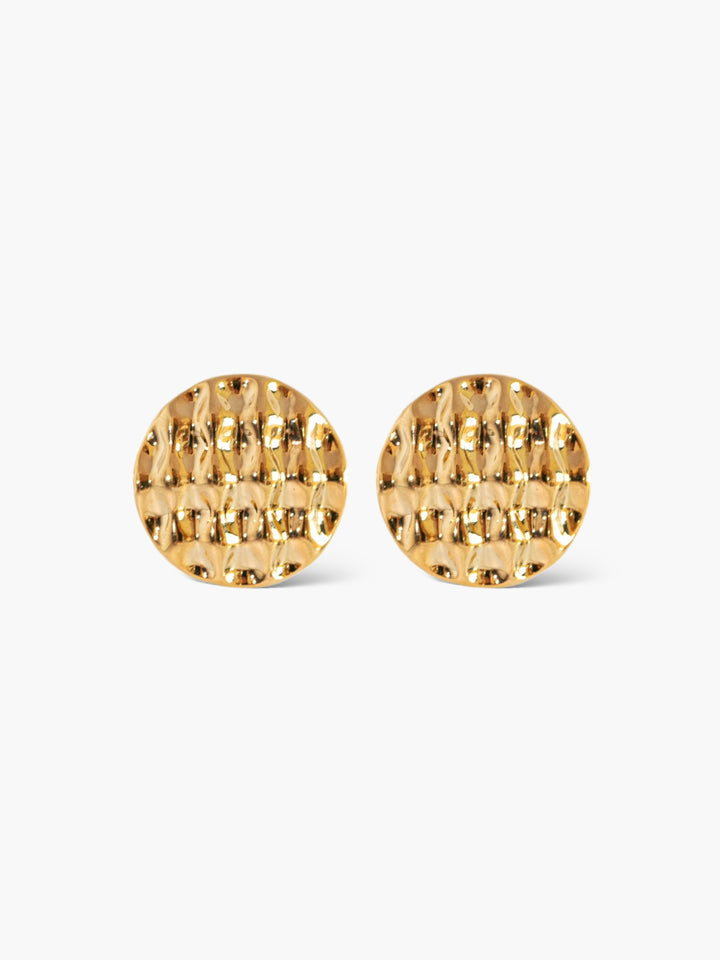 Round Glitter Gold Earrings