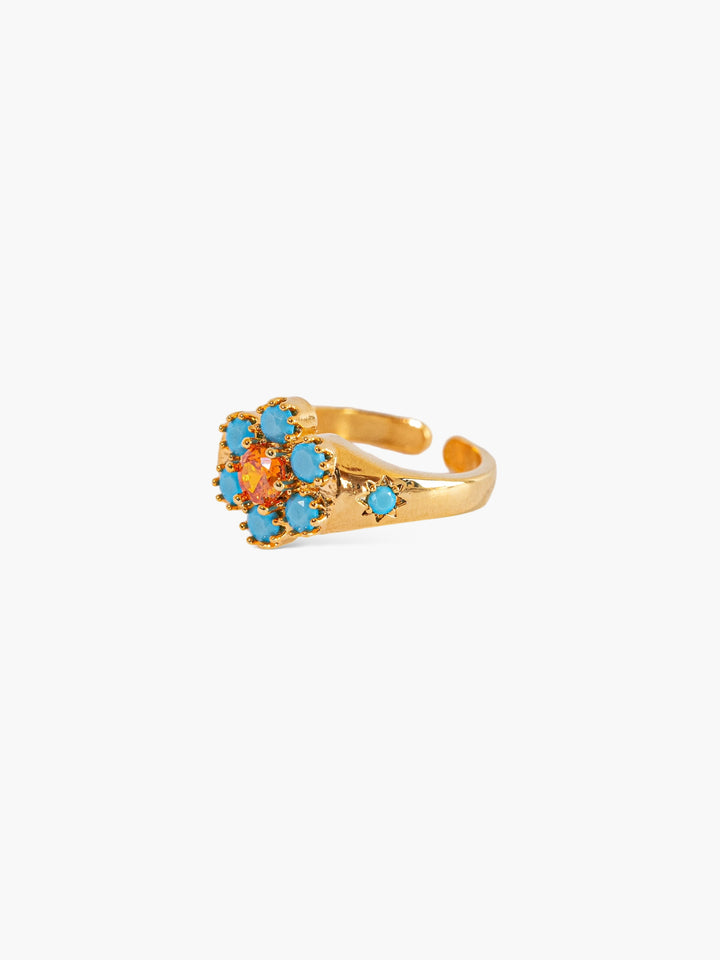 Anillos Gemas Flores Elegante