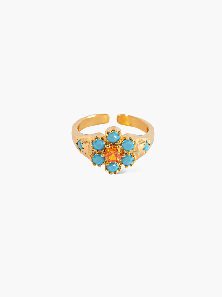 Anillos Gemas Flores Elegante