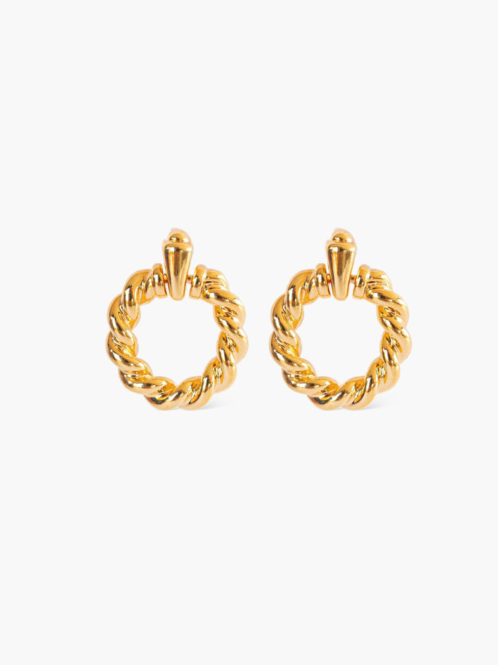 Twist Round Classic Gold Earrings