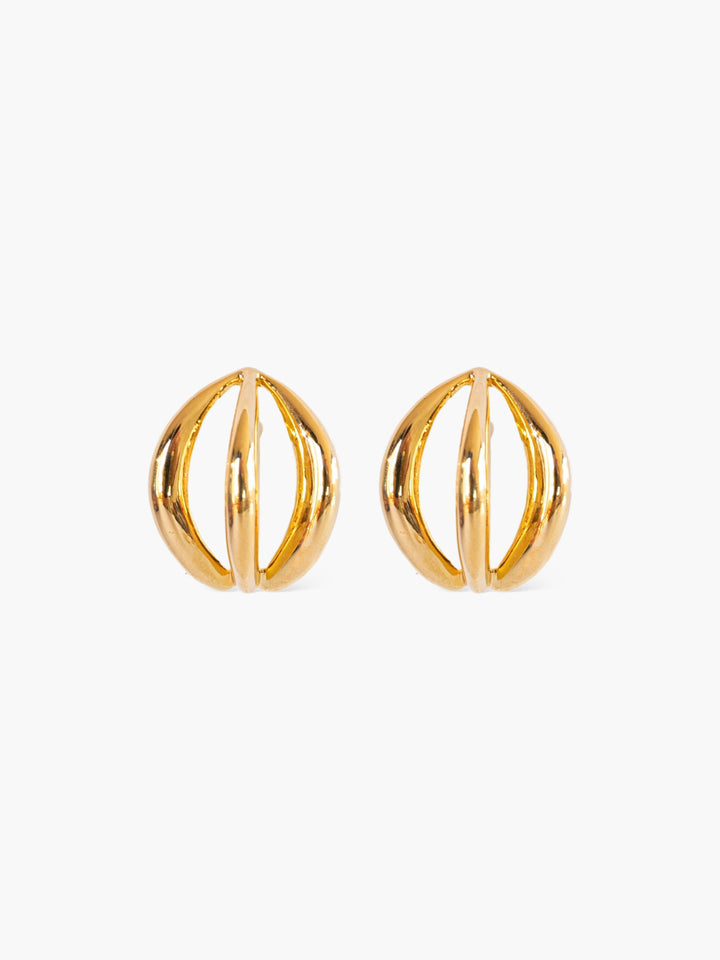 Olive Cutout Gold Earrings