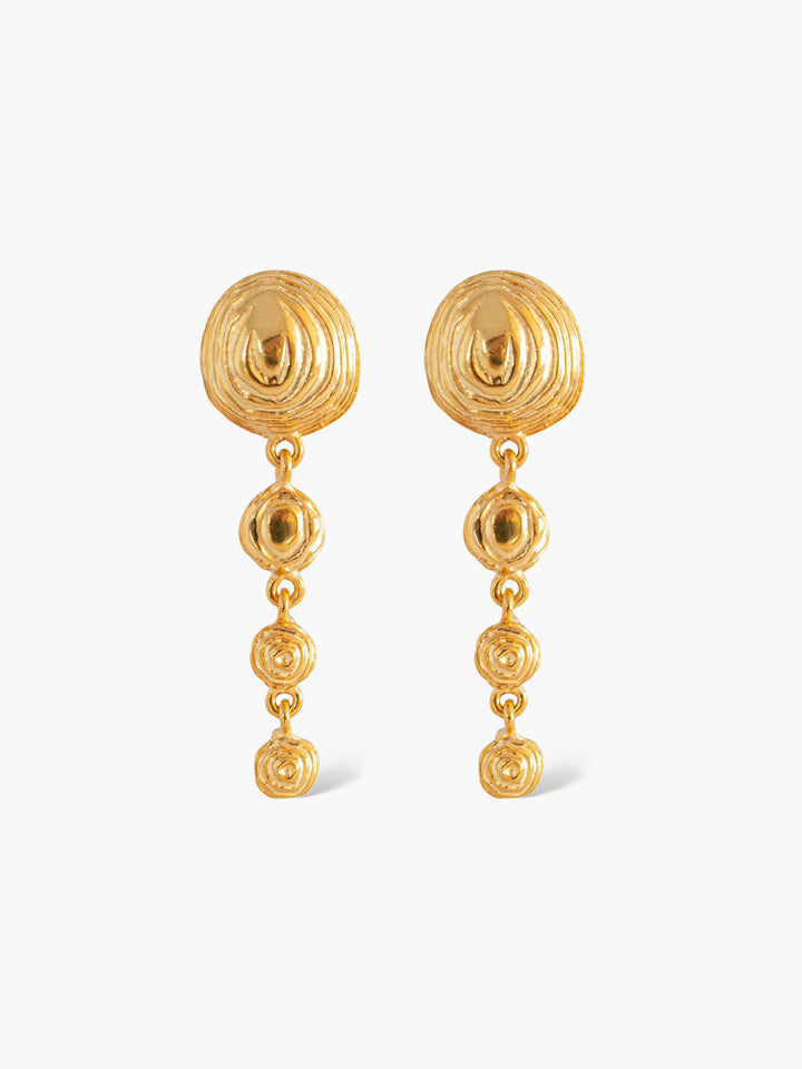 Elegant Long Gold Wavy Earrings