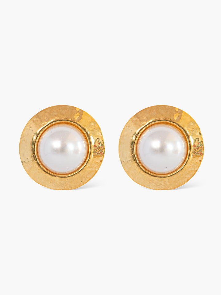 Arabella Gold Pearl Stud Earrings