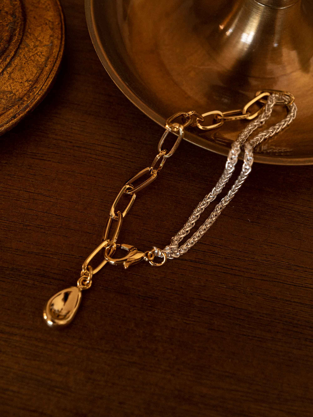 A gold and silver color matching bracelet