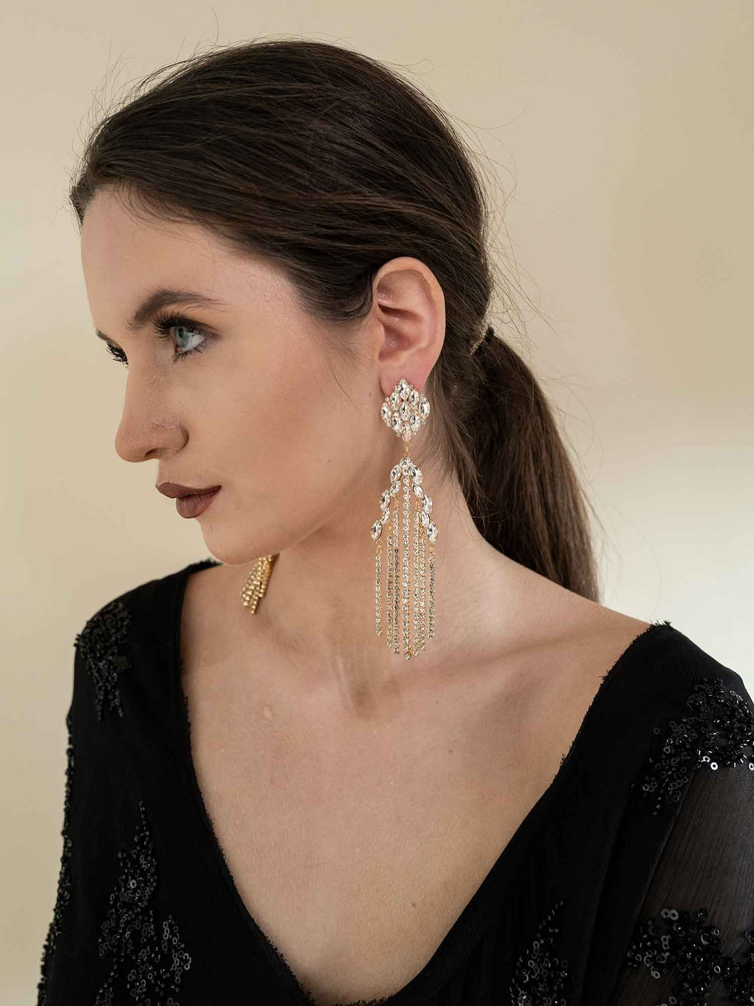 Rochel Crystal Cascade Earrings