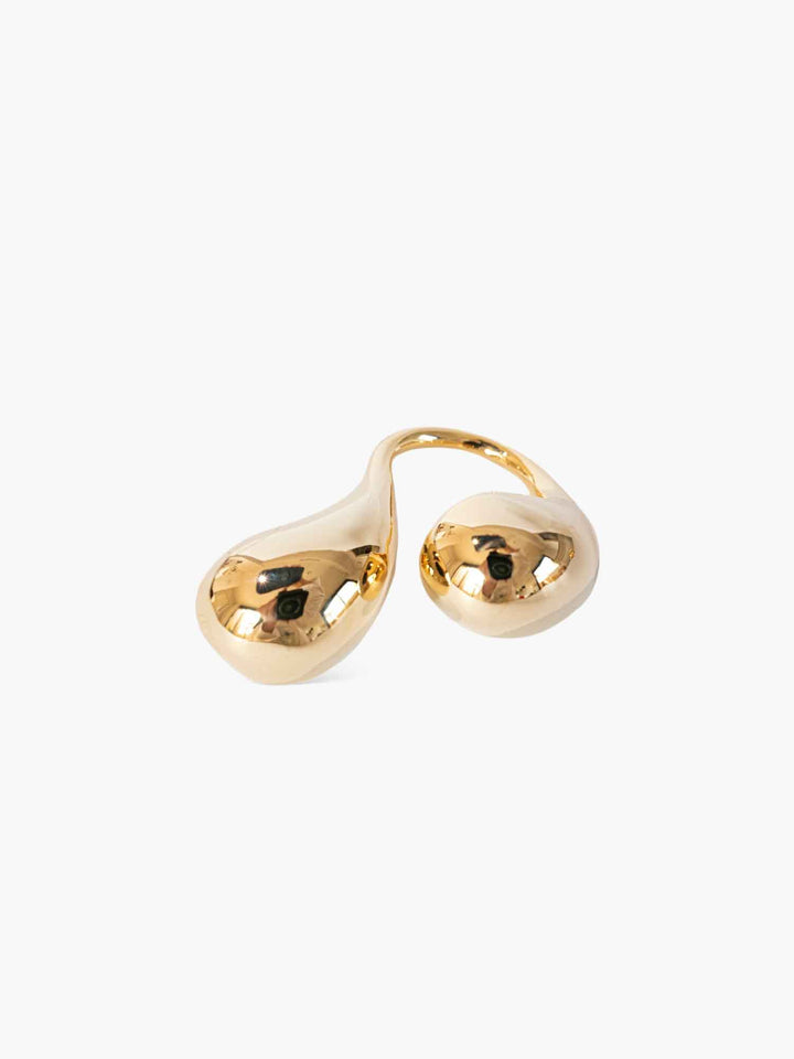 Sculptural Gold Dual Teardrop Ring