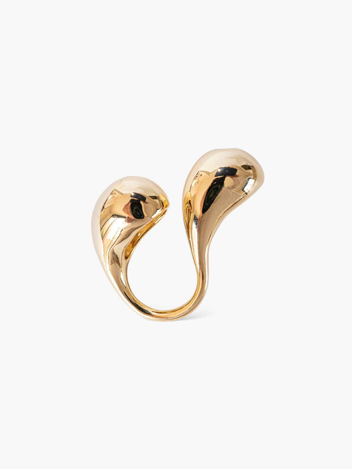 Sculptural Gold Dual Teardrop Ring