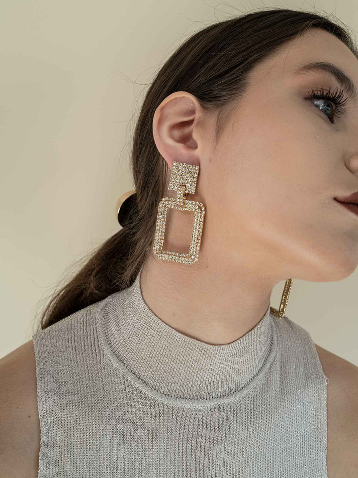 Shiloh Gold Rectangle Drop Earrings