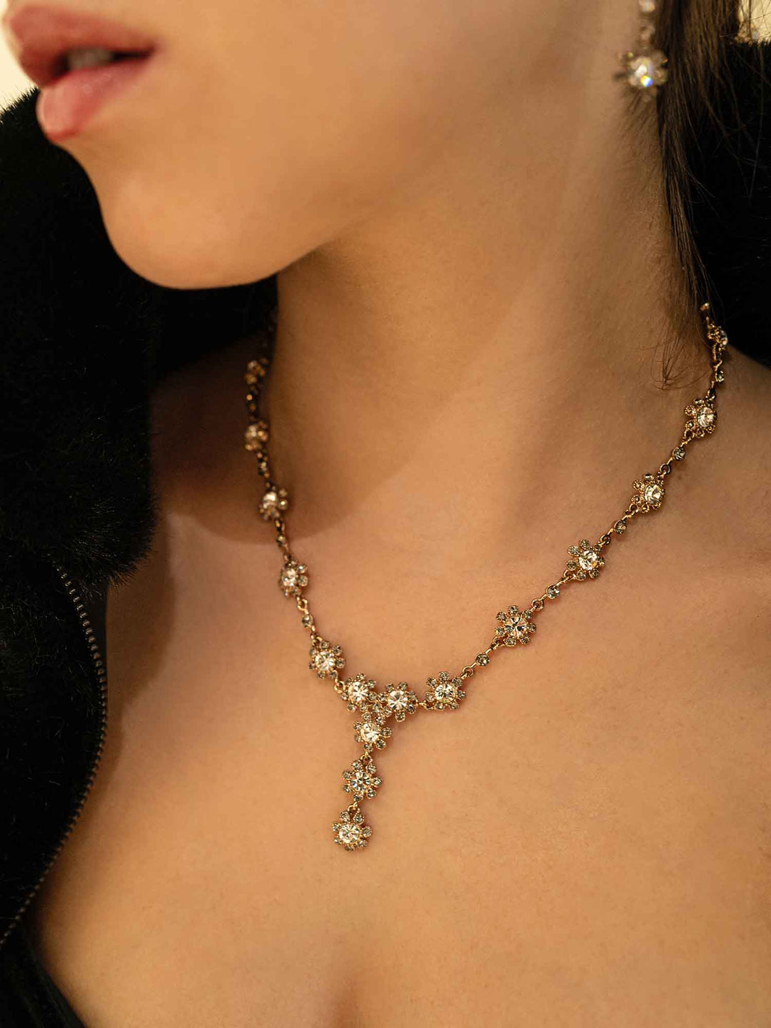 Viviana Crystal Flower Necklace