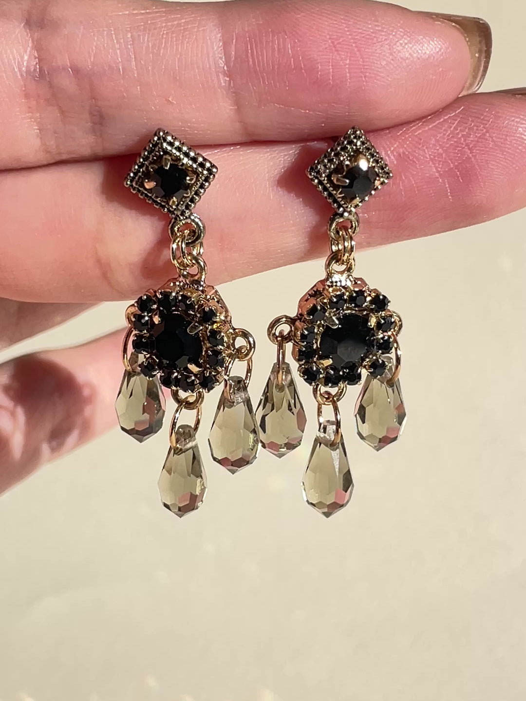 Belladonna Smoky Crystal Earrings