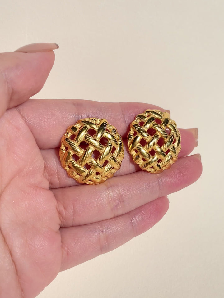 Mira Woven Gold Circle Earrings