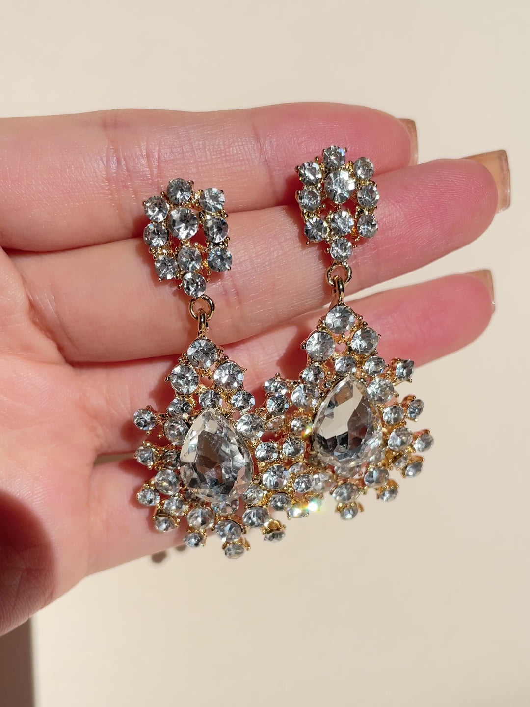 Cassandra Clustered Crystal Drop Earrings