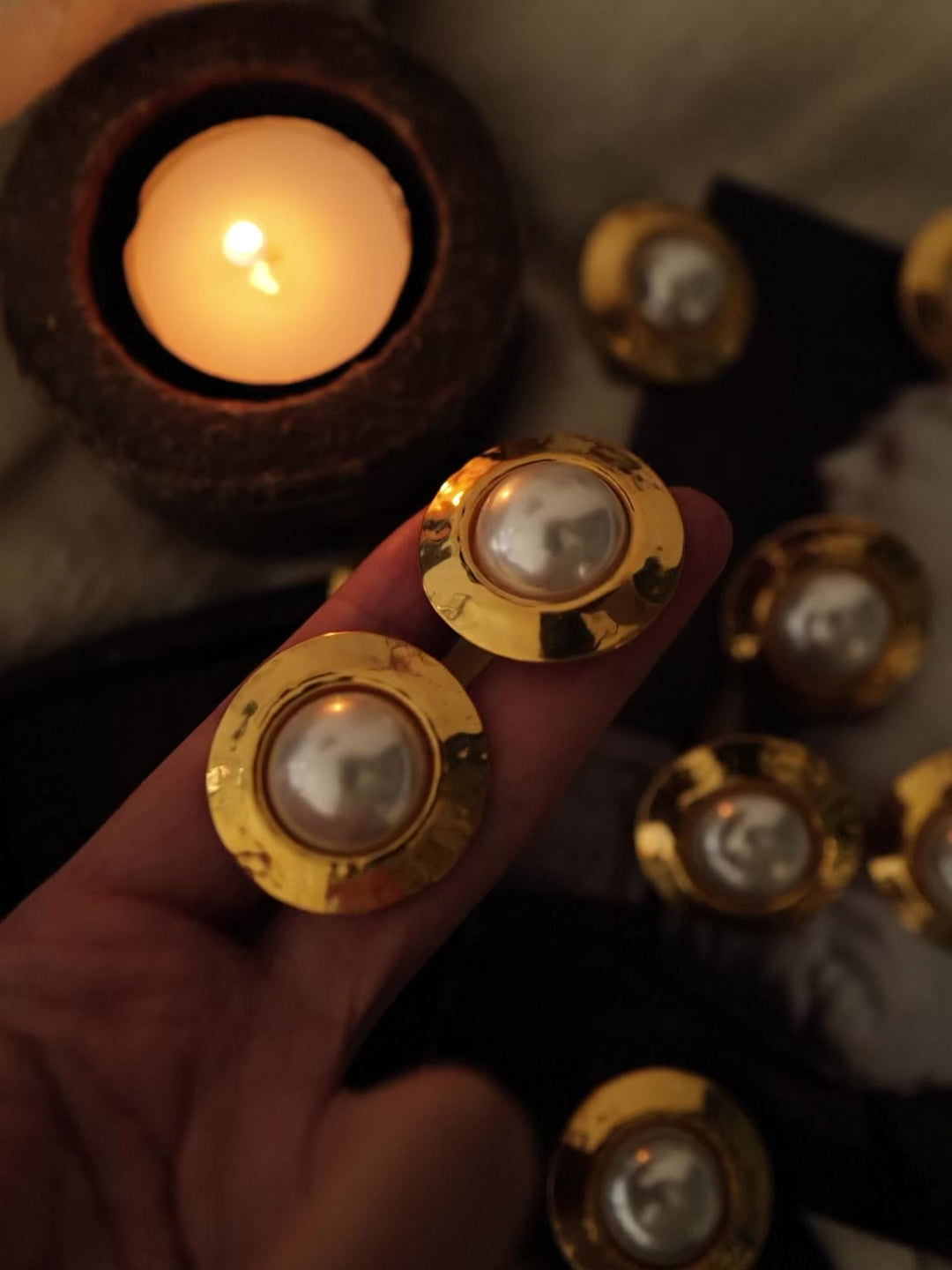 Arabella Gold Pearl Stud Earrings