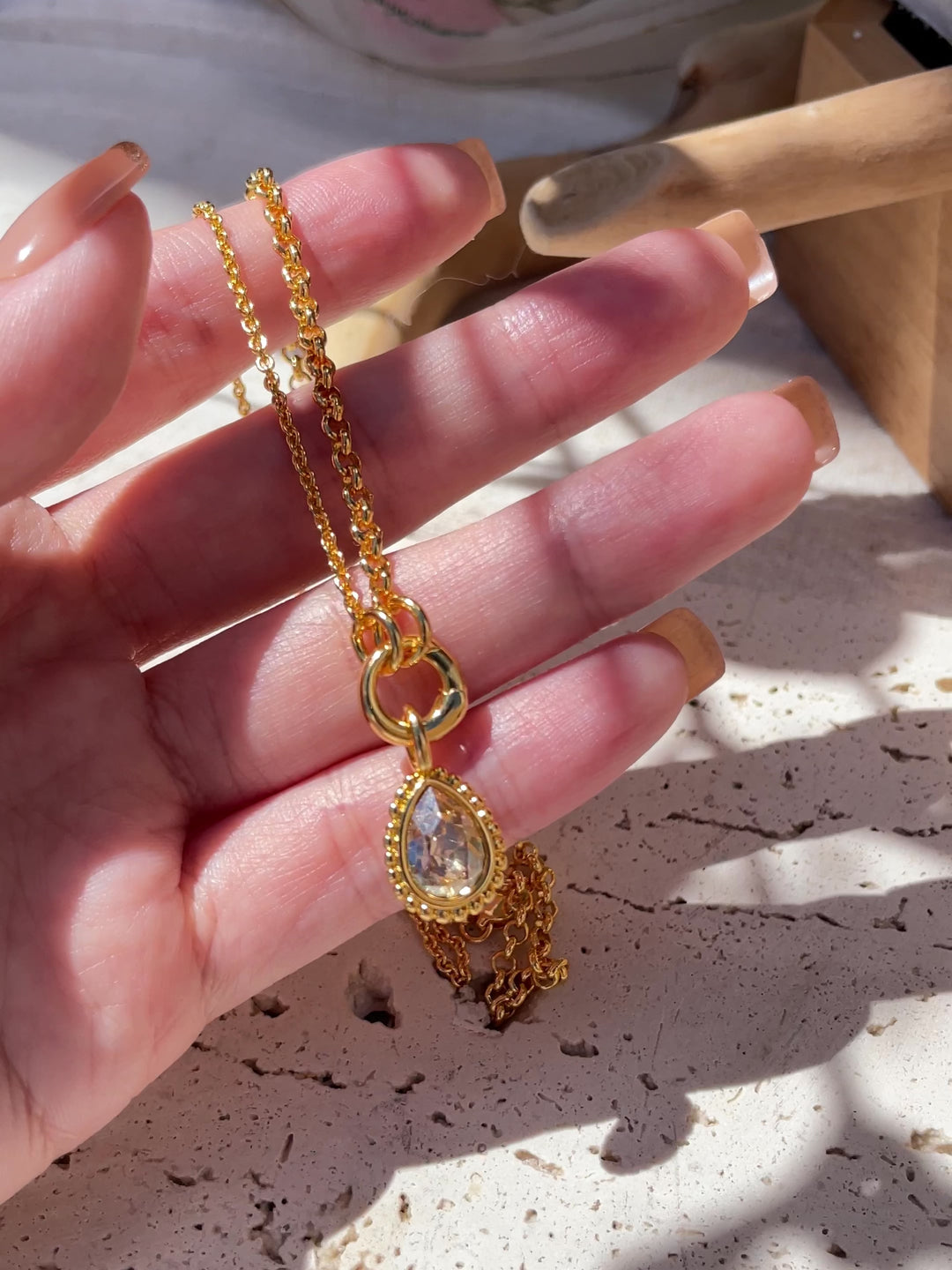 Amber Tear Gold Necklace